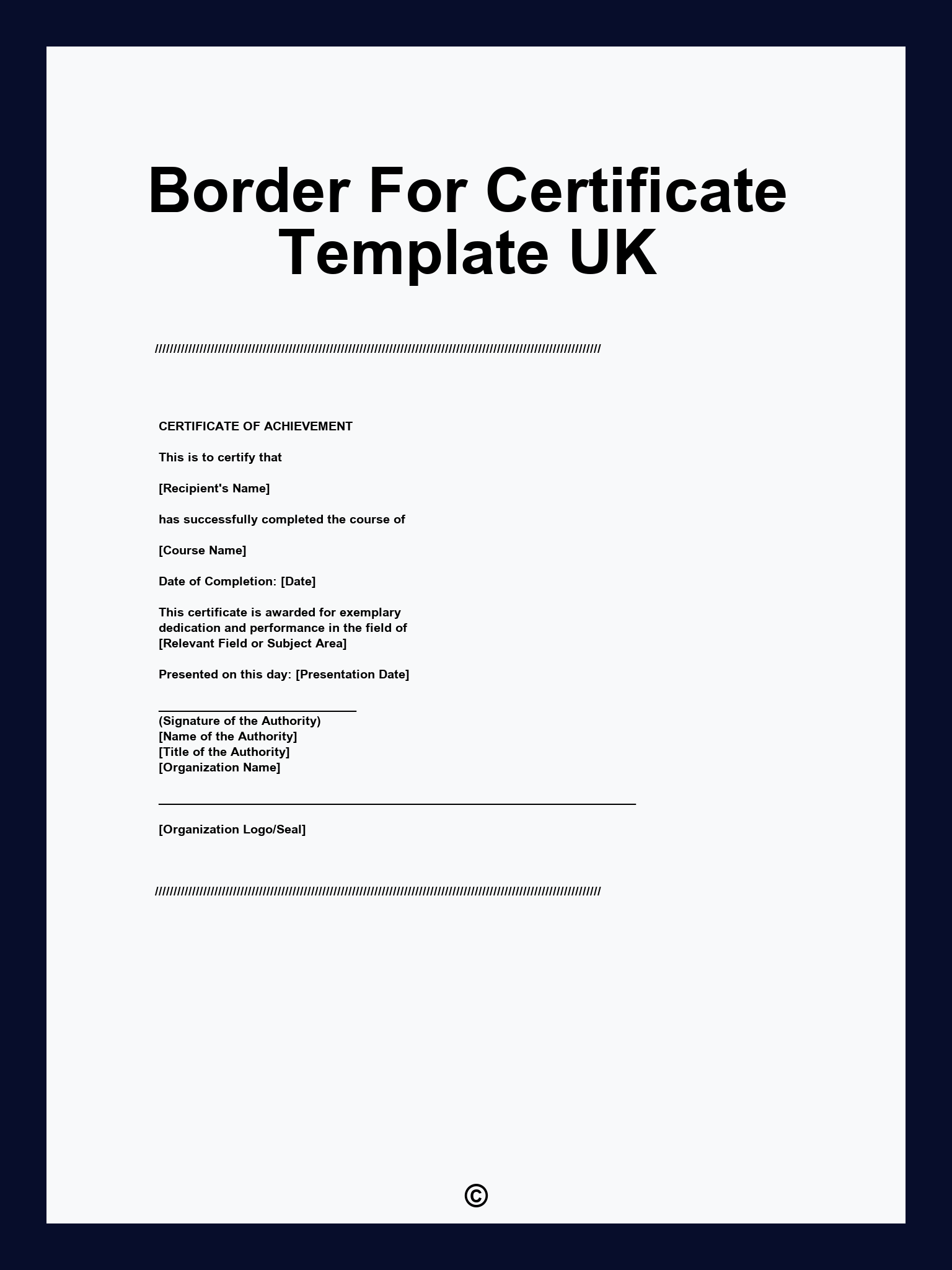 Border For Certificate Template UK