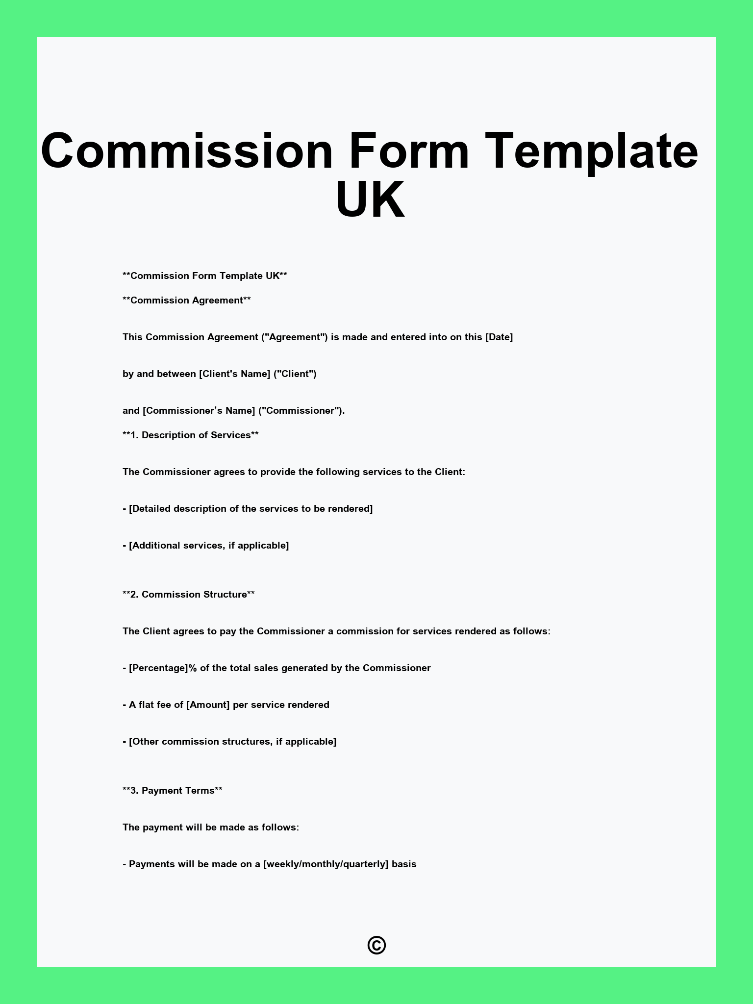 Commission Form Template UK
