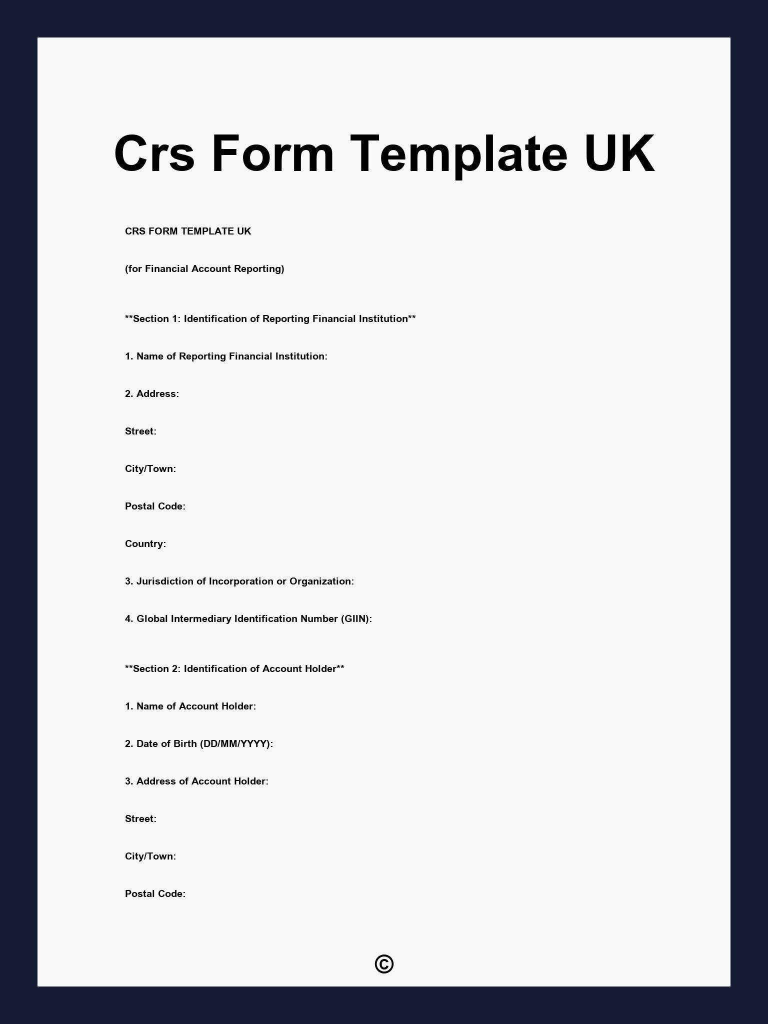 Crs Form Template UK