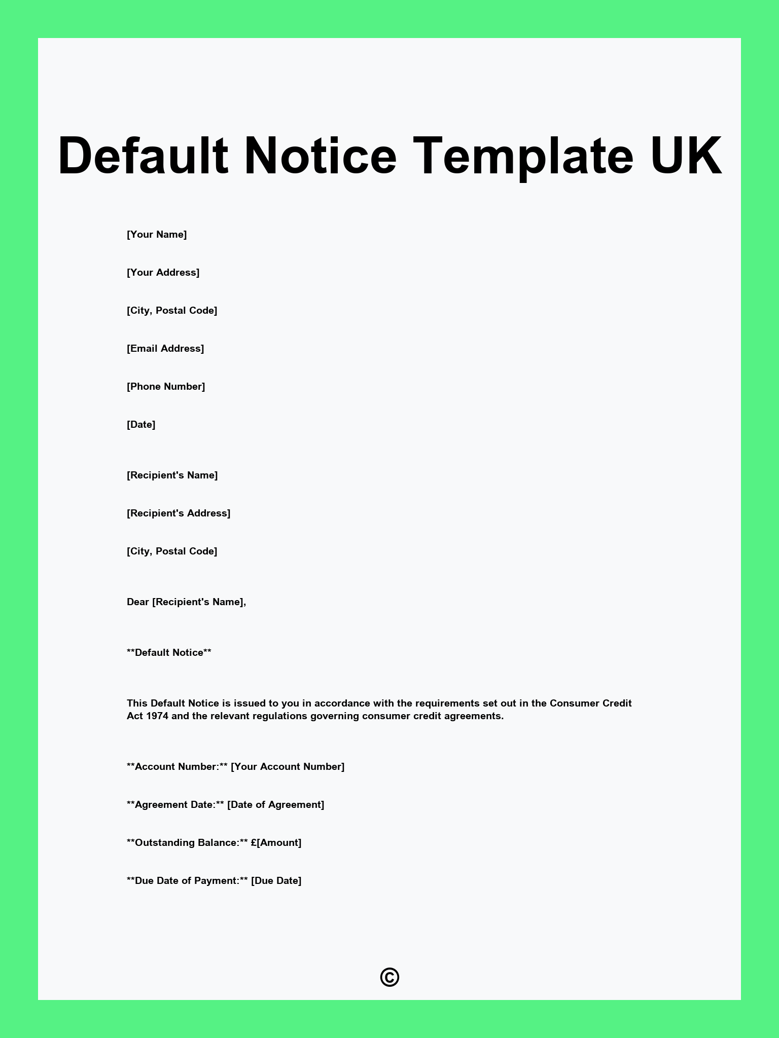 Default Notice Template UK