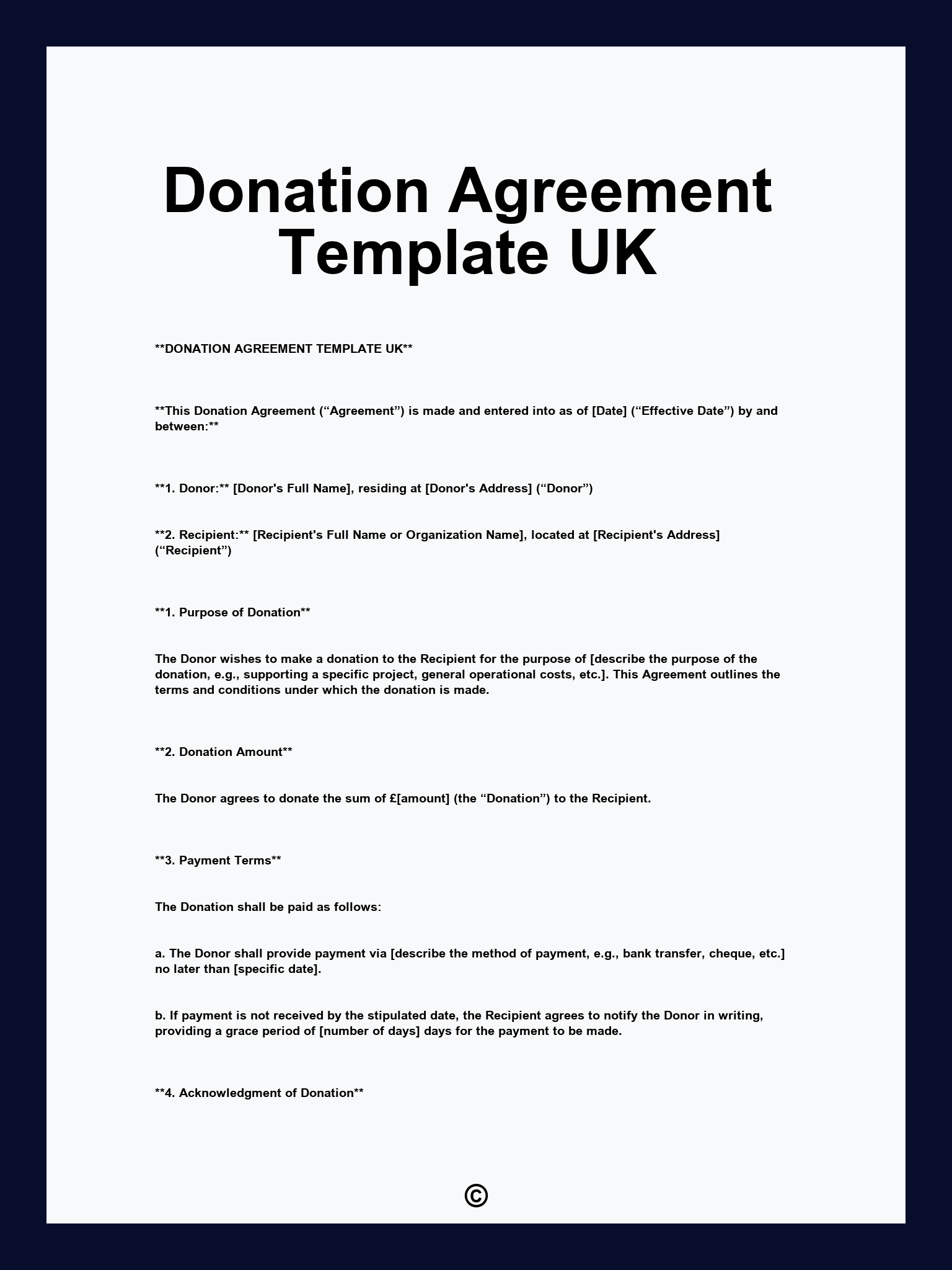 Donation Agreement Template UK