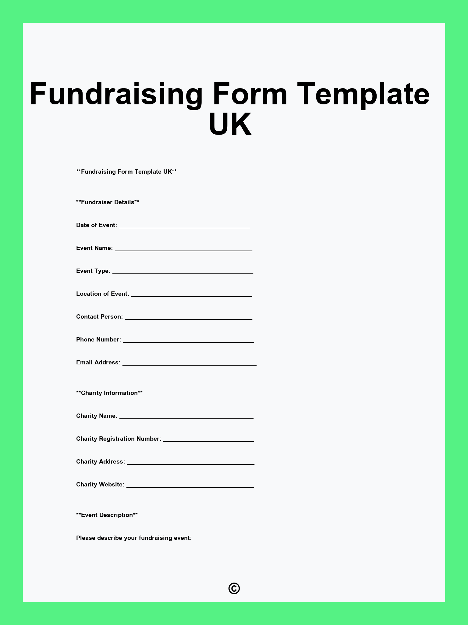 Fundraising Form Template UK