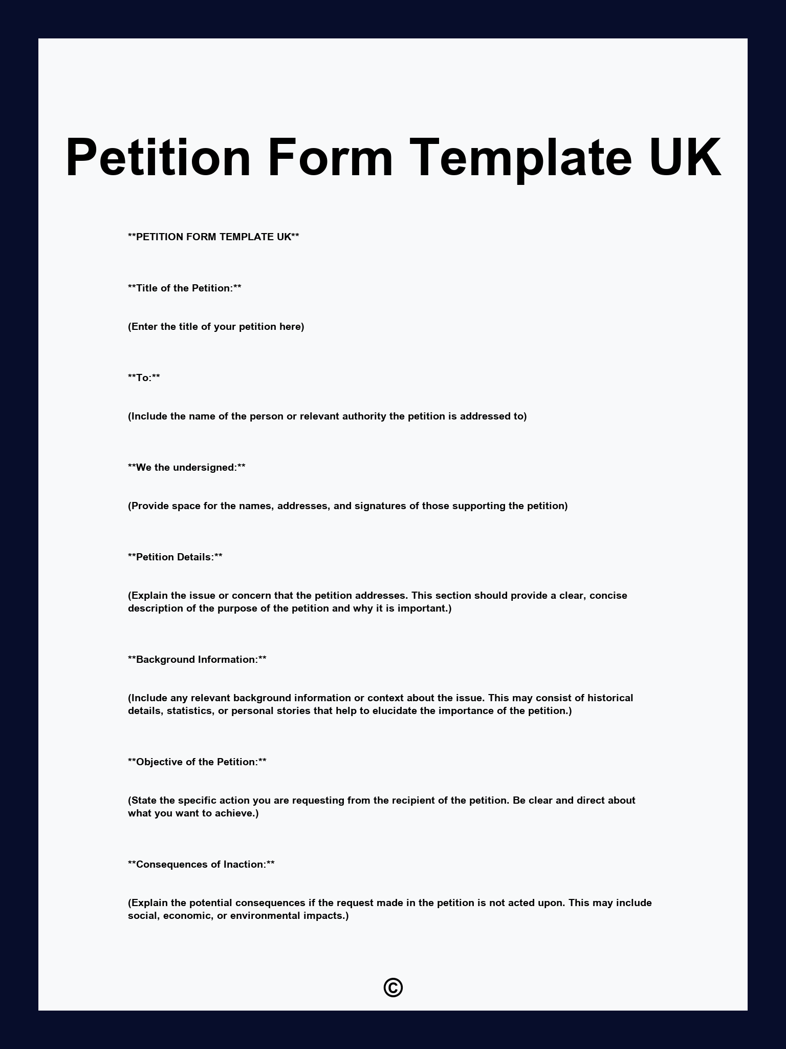 Petition Form Template UK