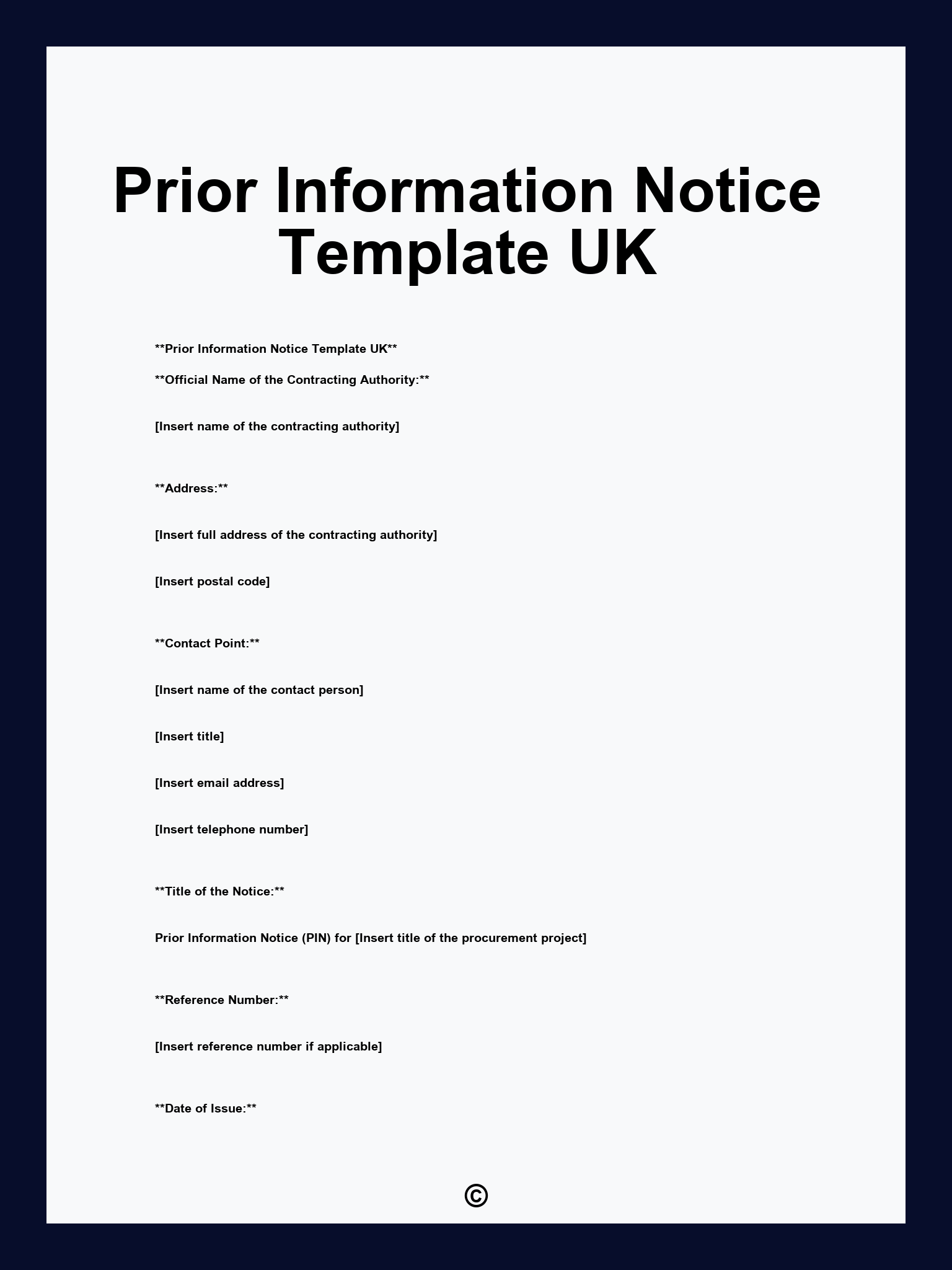 Prior Information Notice Template UK