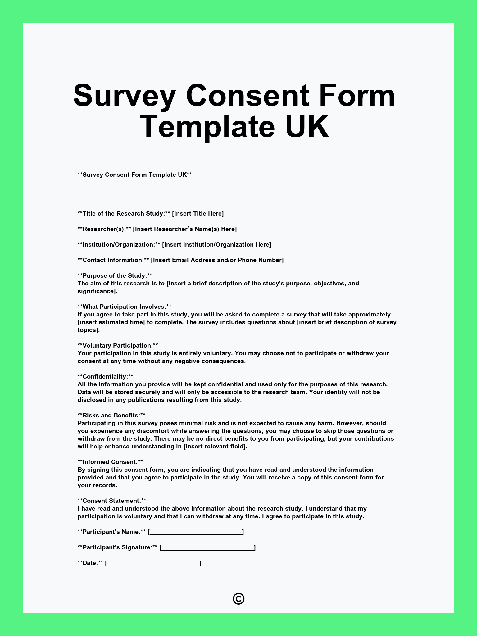 Survey Consent Form Template UK