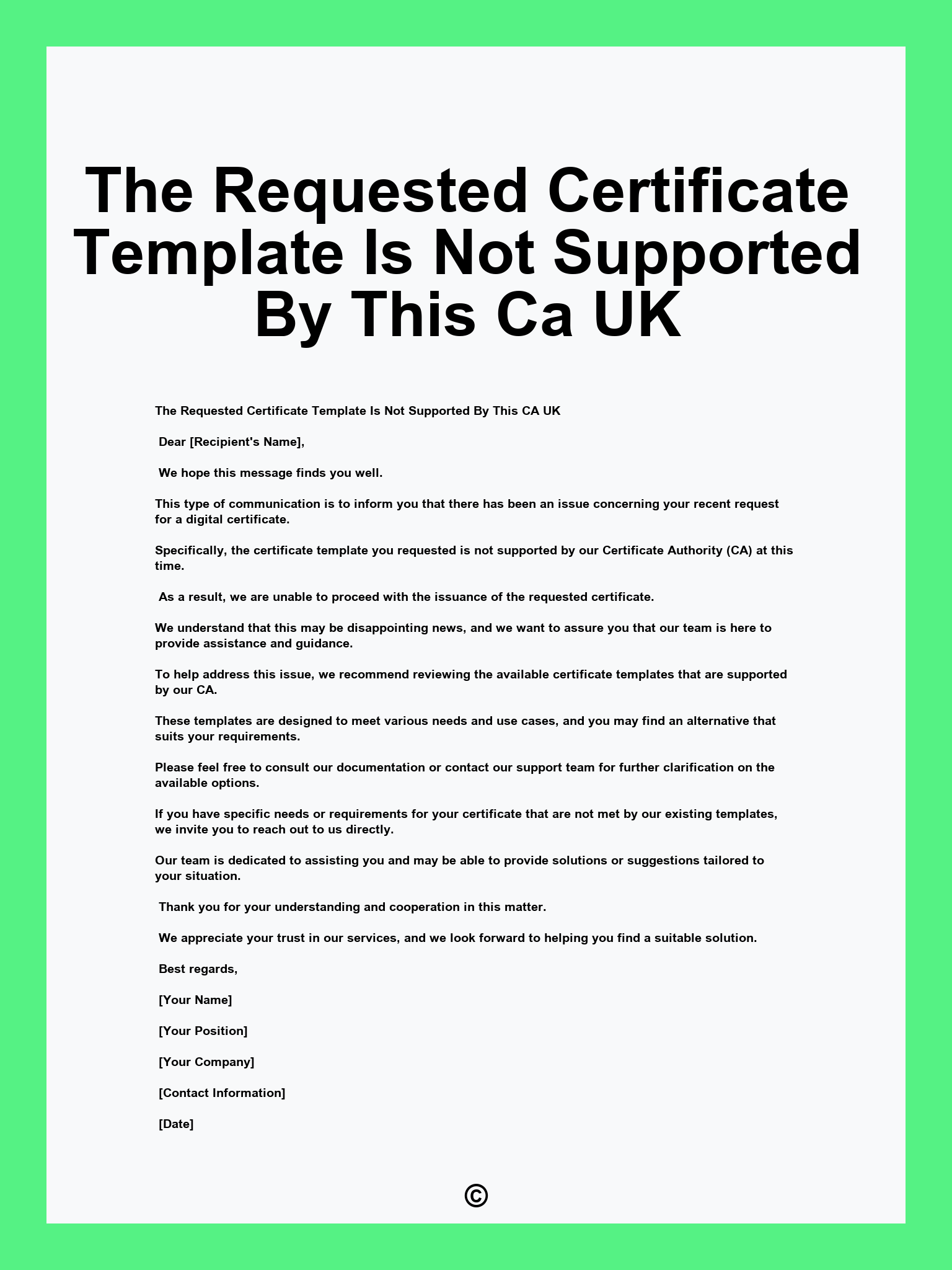 The Requested Certificate Template Is Not Supported By This Ca UK