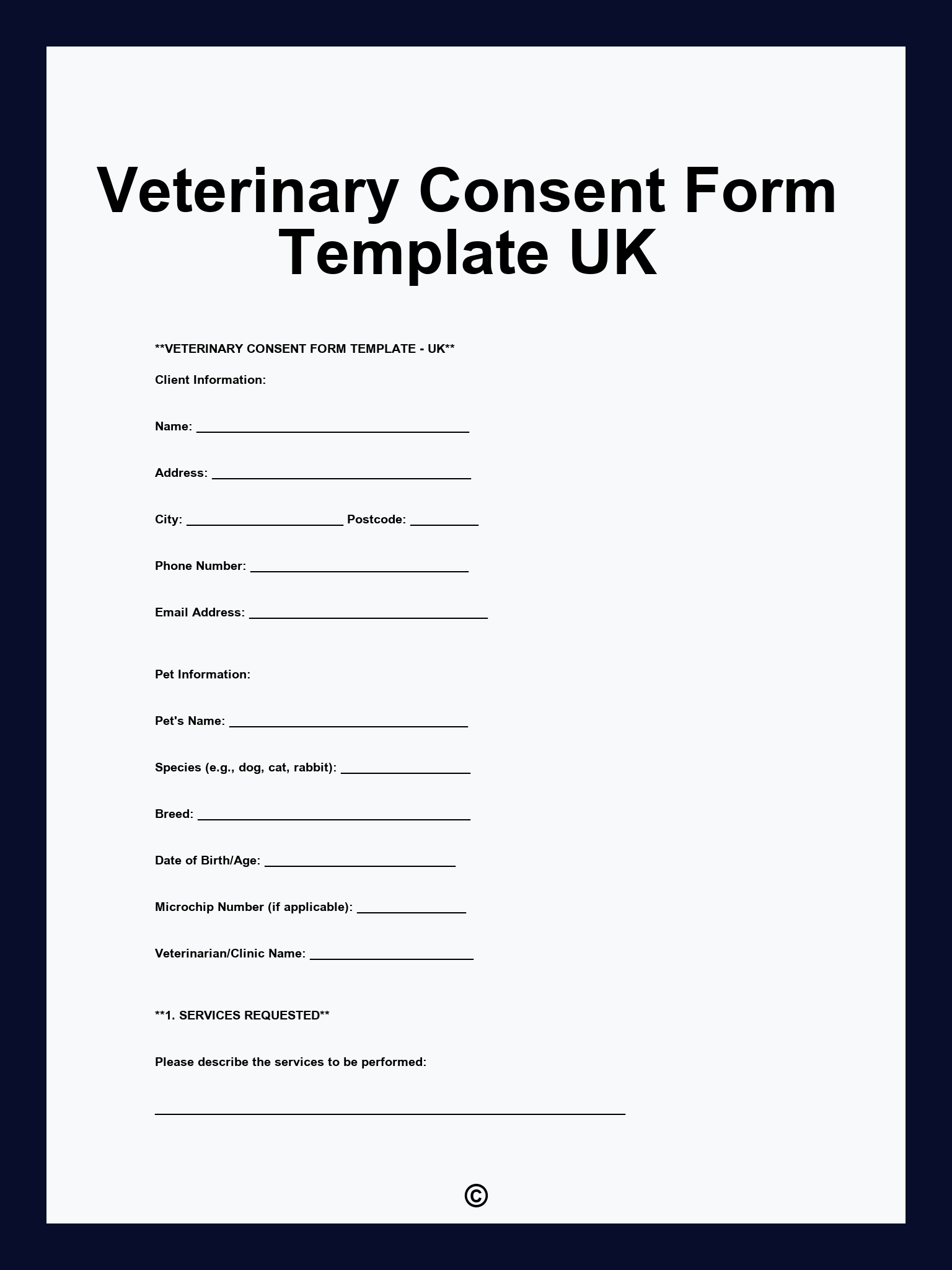 Veterinary Consent Form Template UK